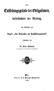 Hofmann, Die Entstehungsgründe der Obligationen, 1874